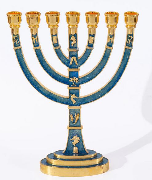 Blue 12 Tribes Menorah