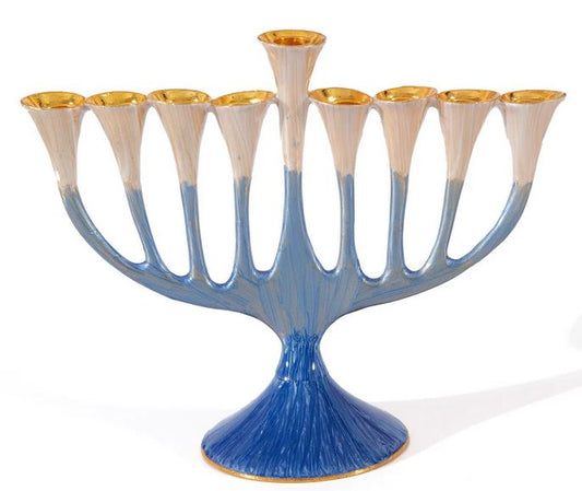 Painted Pewter Hanukkiah