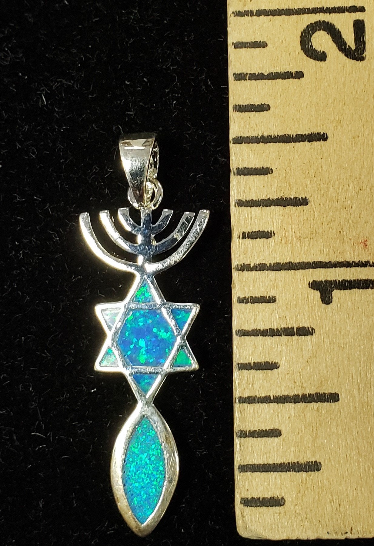 Silver Messianic Charms, Blue Opal Jewelry, 925 Sterling Silver online Charms, Messianic Jewelry, Opal Pendant, Israel Jewelry Gift